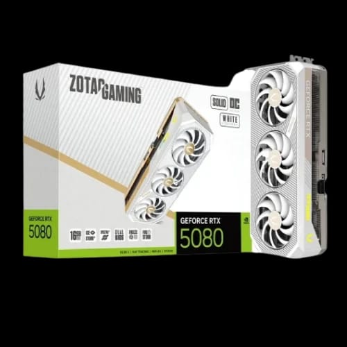 zotac gaming geforce rtx 5080 solid oc white edition 16gb gddr7 graphics card