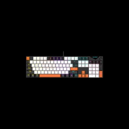 AJAZZ NK104 Wired Mechanical Keyboard (Black White Orange Keycaps, Ajazz AS Red Switch)