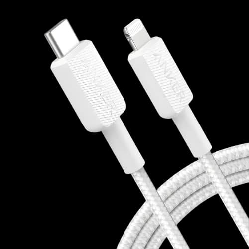 Anker 322 USB-C to Lightning 6ft Braided Cable (White)