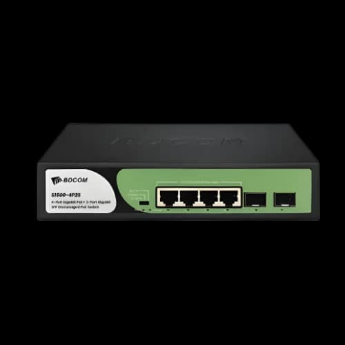 BDCOM S1500-4P2S 4-Port Gigabit PoE Switch With 2 Gigabit SFP