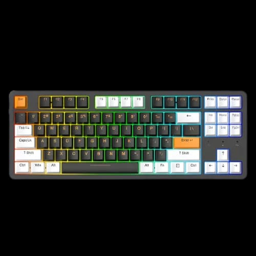 Dareu A87X Pro Tri-Mode RGB Mechanical Keyboard (Black Gold keycaps, Blue sky V3 switches)