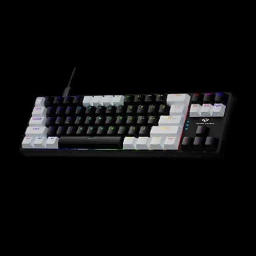 Dark Alien K710 Hot Swappable Wired Keyboard (Black White Keycaps, Red Switch)