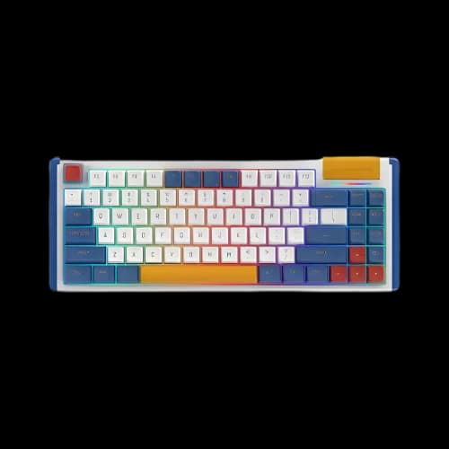 DUSTSILVER K84 Wired RGB Backlit Mechanical Keyboard (White Blue Yellow Keycaps, Red Switch)