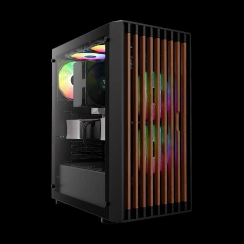 GAMDIAS AURA GC4 Real Walnut Wood Mesh RGB Mid-Tower ATX Gaming Casing