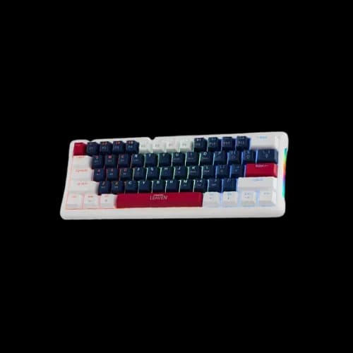LEAVEN K610 Wired Hot Swappable Mechanical Keyboard (White Blue Red Keycaps, Blue Switch)