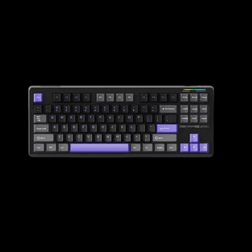 LINGBAO K87 Tri-Mode HI-FI Wireless RGB Mechanical Keyboard (Black Purple Keycaps, Leobog Purple King Switch)