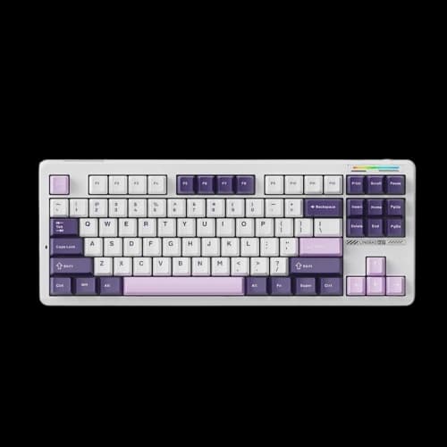 LINGBAO K87 Tri-Mode HI-FI Wireless RGB Mechanical Keyboard (White Purple)
