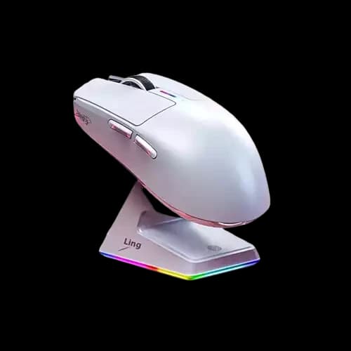 LINGBAO M6 Tri-Mode White Gaming Mouse With Dock