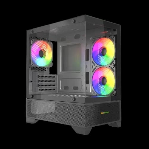 MaxGreen 350 Mid-Tower M-ATX Gaming Casing With 3 ARGB Fan