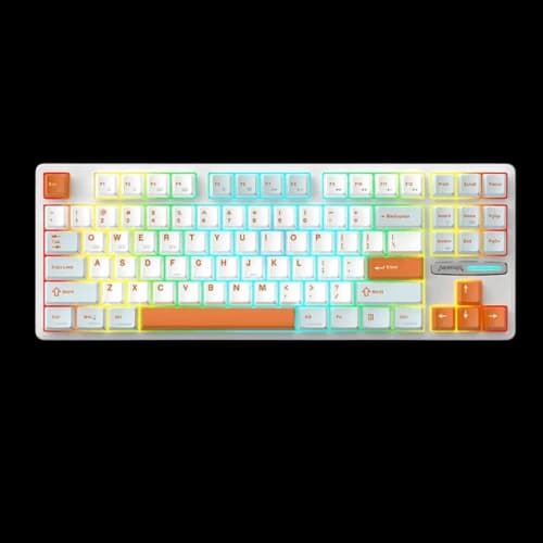 Monka 3087 Pro V2 Tri-Mode Mechanical Keyboard (White Orange Cherry Powder Switch)