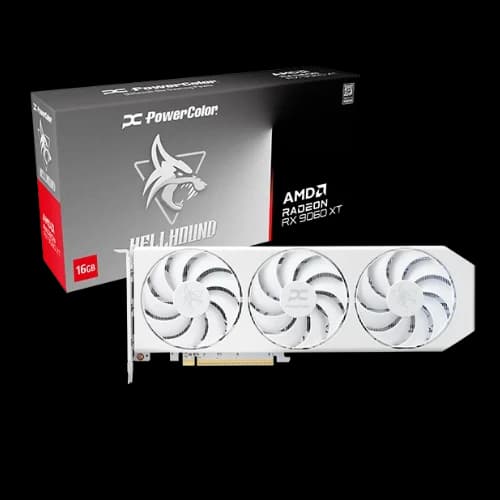 PowerColor Hellhound Spectral AMD Radeon RX 9060 XT 16GB GDDR6 GPU (White)