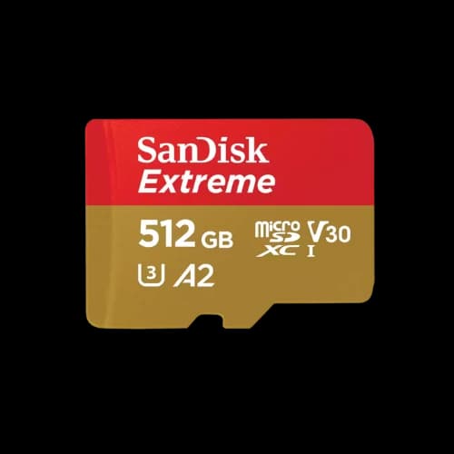 SanDisk Extreme 512GB MicroSDXC UHS-I U3 Class 10 V30 A2 Memory Card