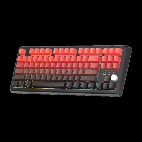 MageGee SKY87 RGB Tri-Mode Wireless Mechanical Keåyboard - Red and Black Gradient, Blue Whale Switches