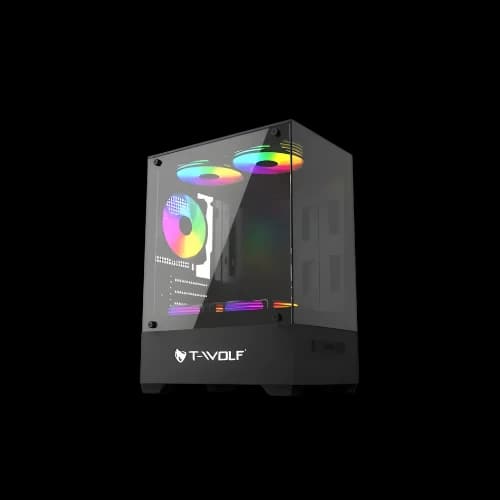 T-Wolf Ice Cooler X5 ARGB M-ATX Mid Tower Gaming Casing (Black)