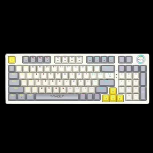 T-Wolf T50 Wired RGB Mechanical Gaming Keyboard with Knob (Gray-White)