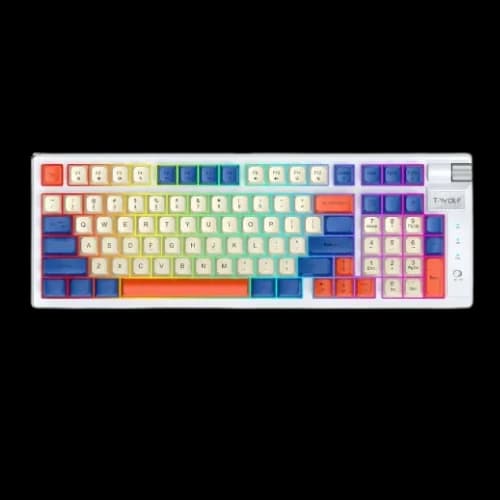 T-Wolf T70 Tri Mode RGB Mechanical Gaming Keyboard (White blue red switch)