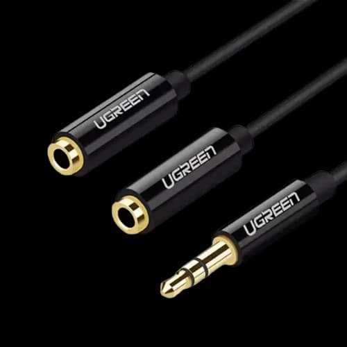 UGREEN AV134 3.5mm Male to 2 Female Audio Cable 20cm (Black)