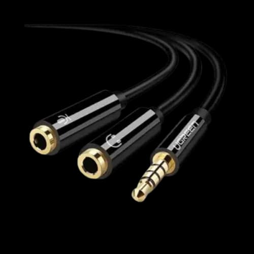 UGREEN AV141 3.5mm Male to Dual Female Converter (Black)