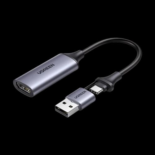 UGREEN CM489 HDMI Female to USB-C & USB-A Male Gray Video Capture Card