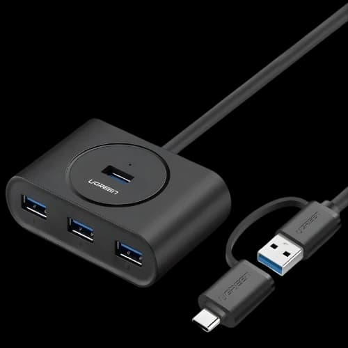UGREEN CR113 USB 3.0 Hub with USB-C Port 1M - Black