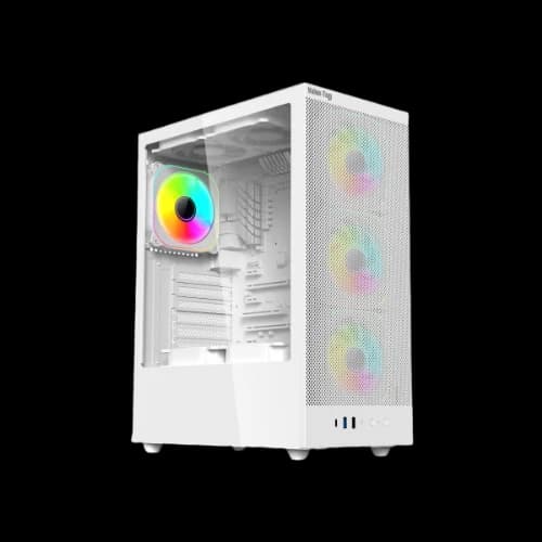 Value-Top AUNIX 81F4W ATX ARGB Gaming Case (White) With 4xARGB Fan