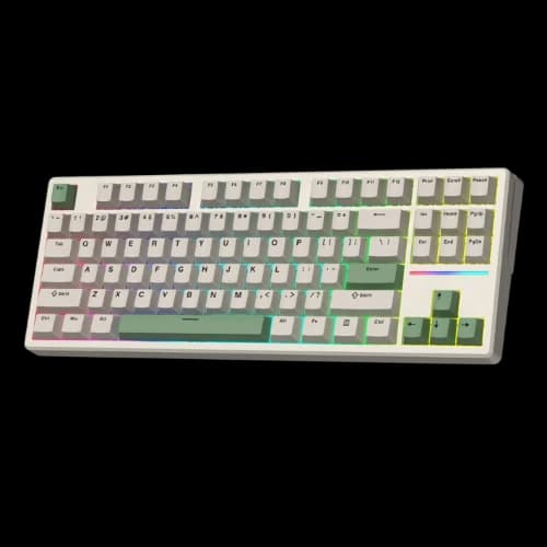 WEIKAV WK87 Tri-Mode Mechanical Keyboard (White Green Keycaps, Blue Switch)