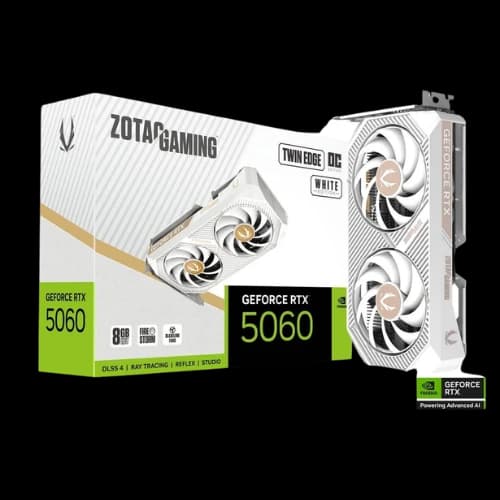ZOTAC GAMING GeForce RTX 5060 Twin Edge OC White Edition 8GB GDDR7 Graphics Card